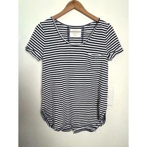 Lilly Pulitzer Luxletic Short Sleeve Shirt Women XS Navy White Striped Gold Logo